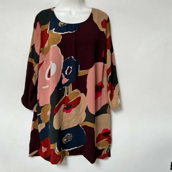 I.Madeline | Dresses | Imadeline Long Sleeve Floral Shift Dress Mini Mulit  Lined Womens Size Medium | Poshmark